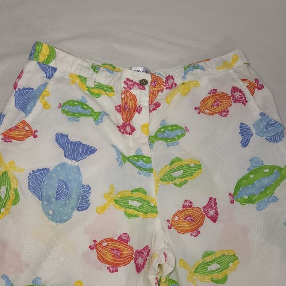 FRESH PRODUCE White Shorts with Colorful Fish Print Hight Rise Size M  LIKE NEW! - Picture 8 of 16